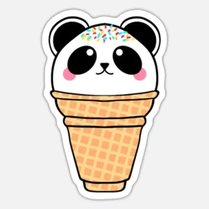 Cute Funny Sweet Ice Cream Panda Kawaii Cartoon Sticker