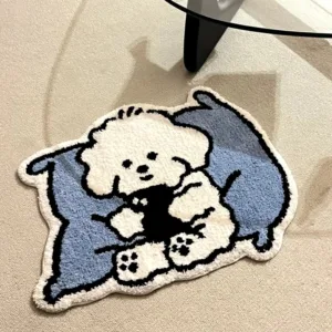 90x100cm Cartoon Cute Dog Flocking Carpet Girls Room Decoration Art Bedside Area Rug Room Anti Slip